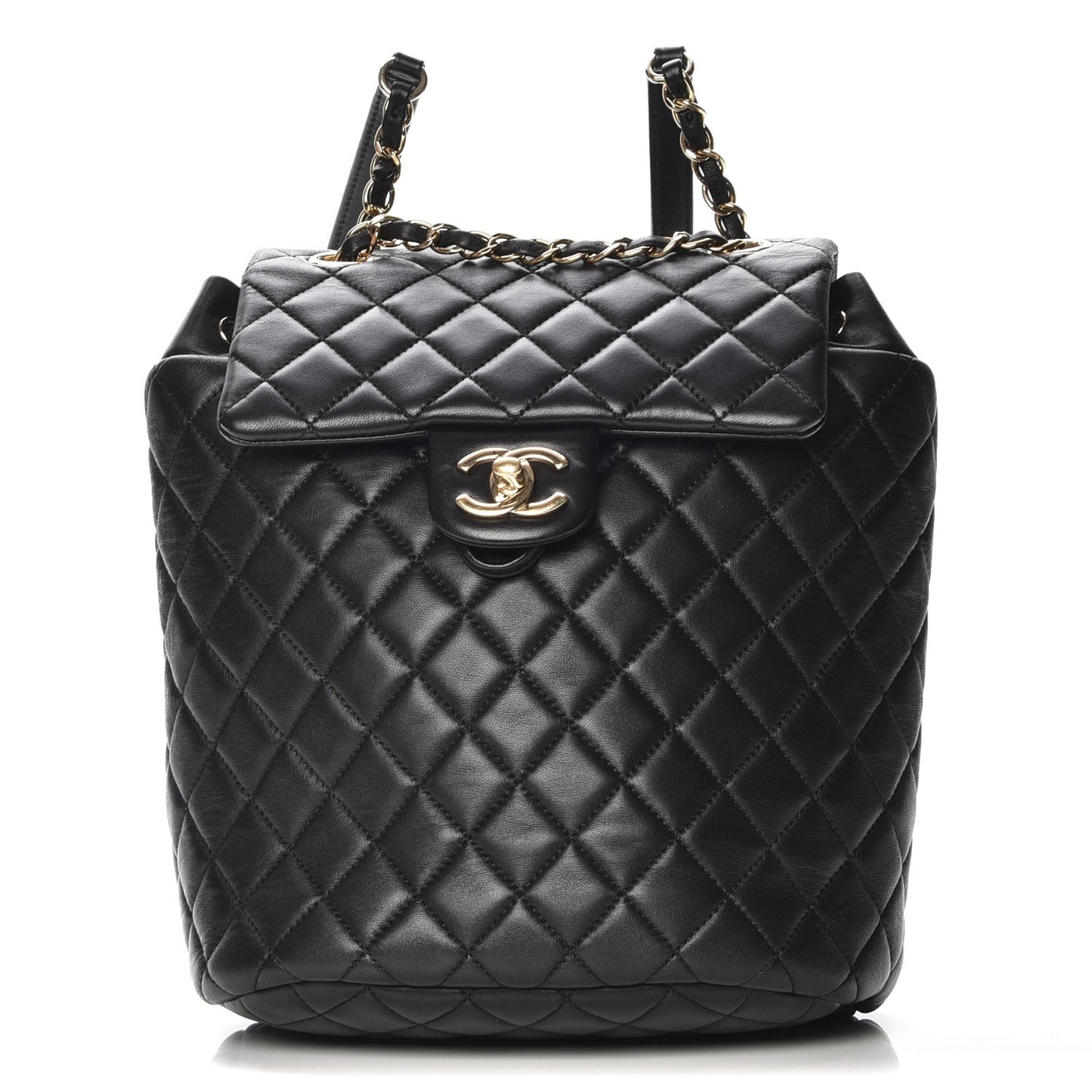 Lambskin Quilted Small Urban Spirit Backpack Black