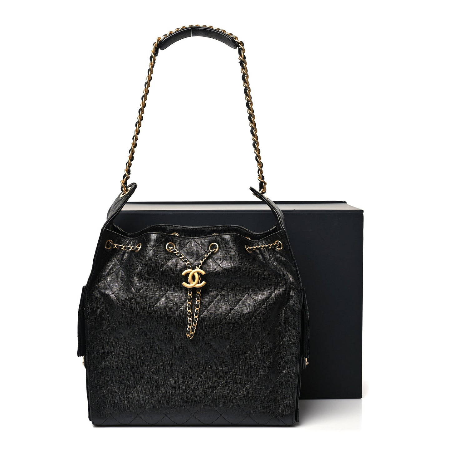 Caviar Quilted Medium Chanel 25 Handbag Black