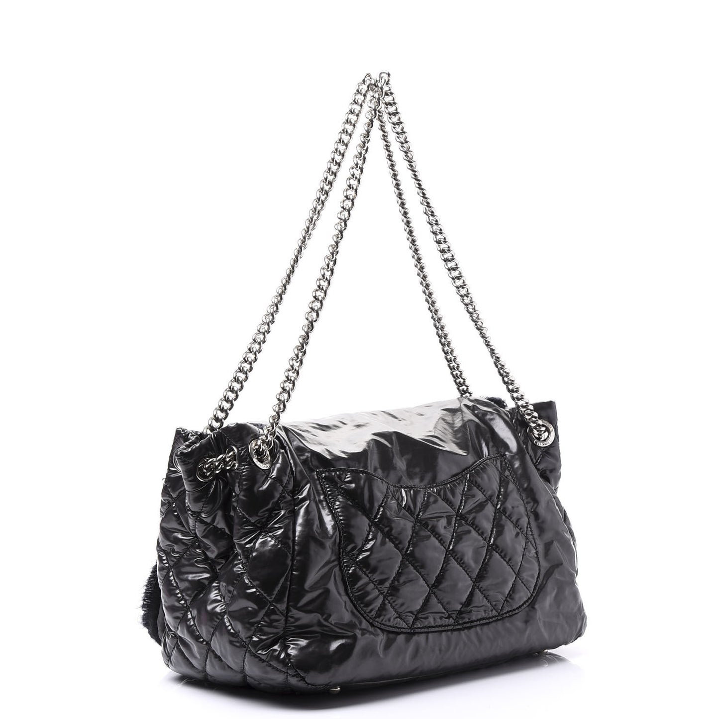Vinyl Mohair Trimmed Accordion Arctic Polar Ice Flap Black