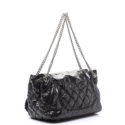 Chanel Vinyl Mohair Trimmed Accordion Arctic Polar Ice Flap Black 2 of 12