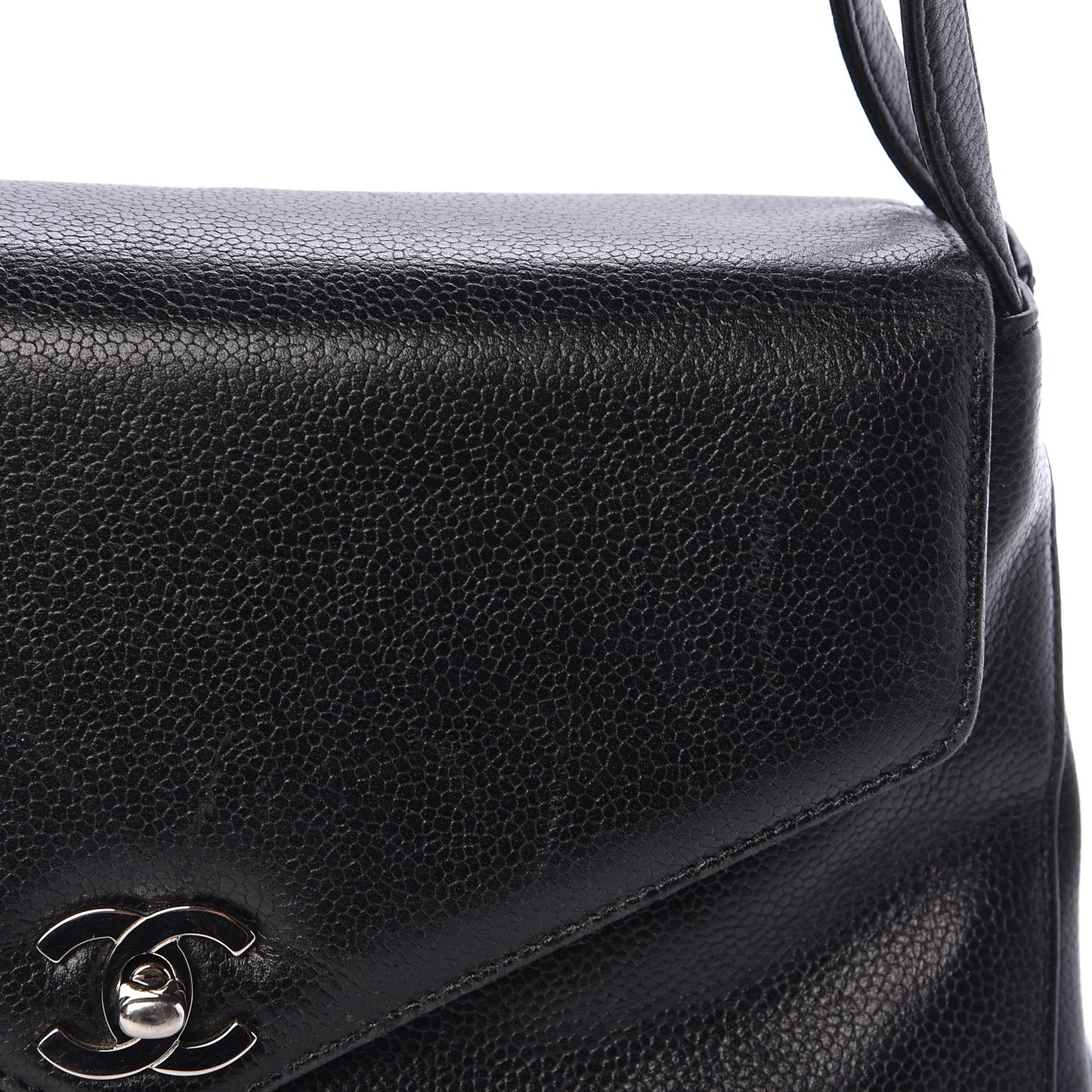 Caviar Flap Shoulder Bag Black