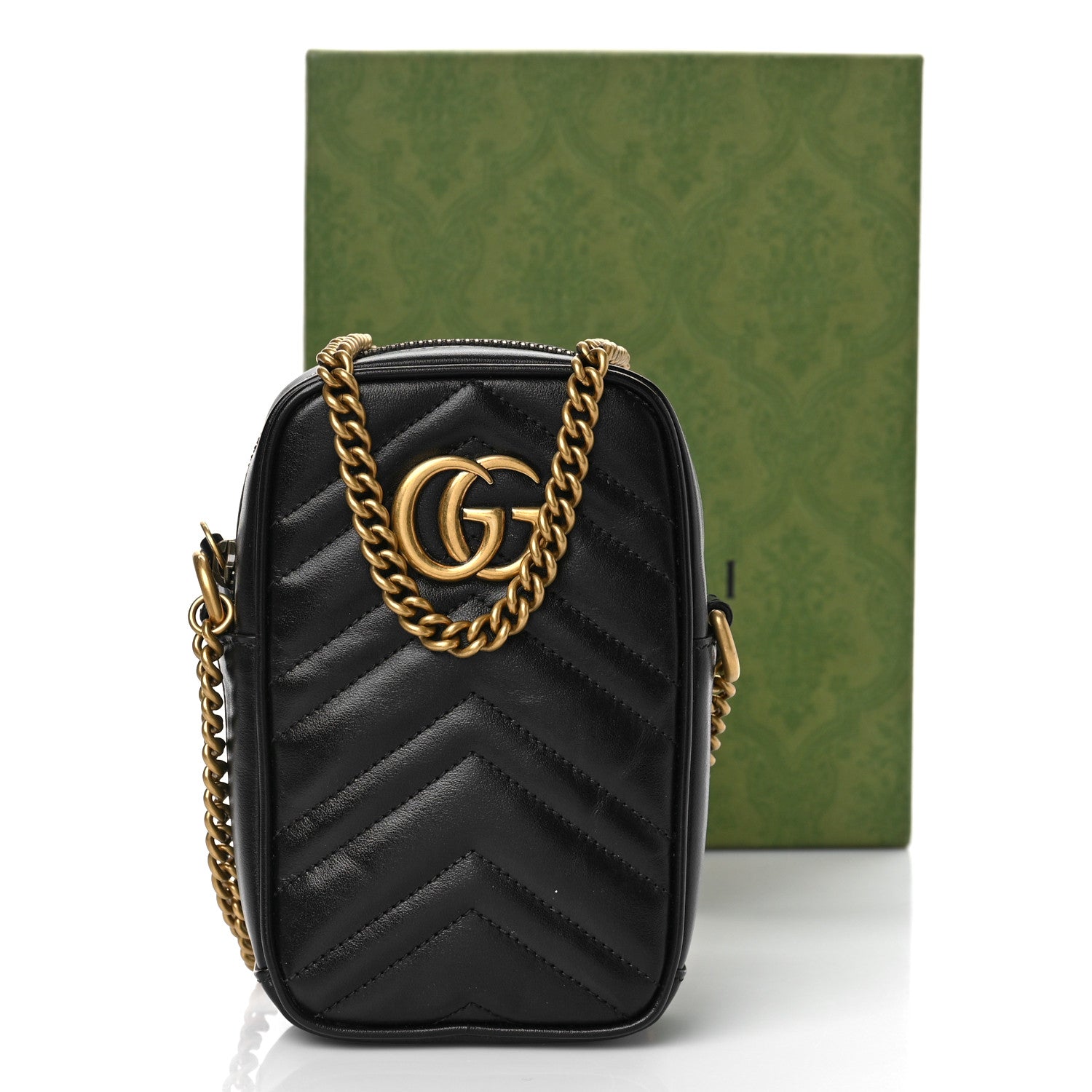 Gucci Calfskin Matelasse Mini GG Marmont Crossbody Bag Black 9 of 9