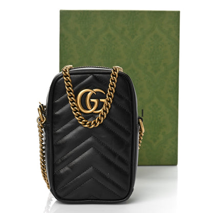Gucci Calfskin Matelasse Mini GG Marmont Crossbody Bag Black 9 of 9