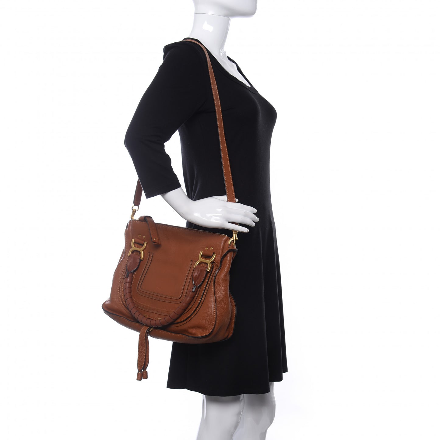 Calfskin Medium Marcie Satchel Tan