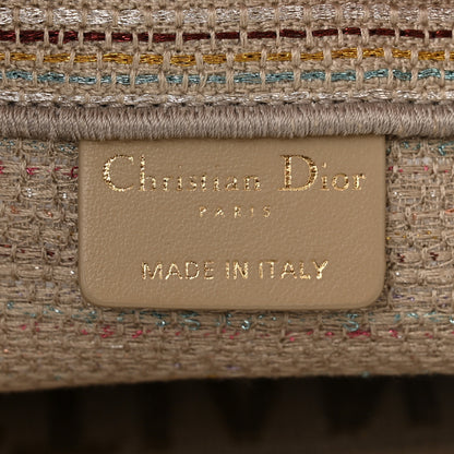 Christian Dior Canvas Embroidered Medium Stripes Book Tote Beige Multicolor 6 of 11