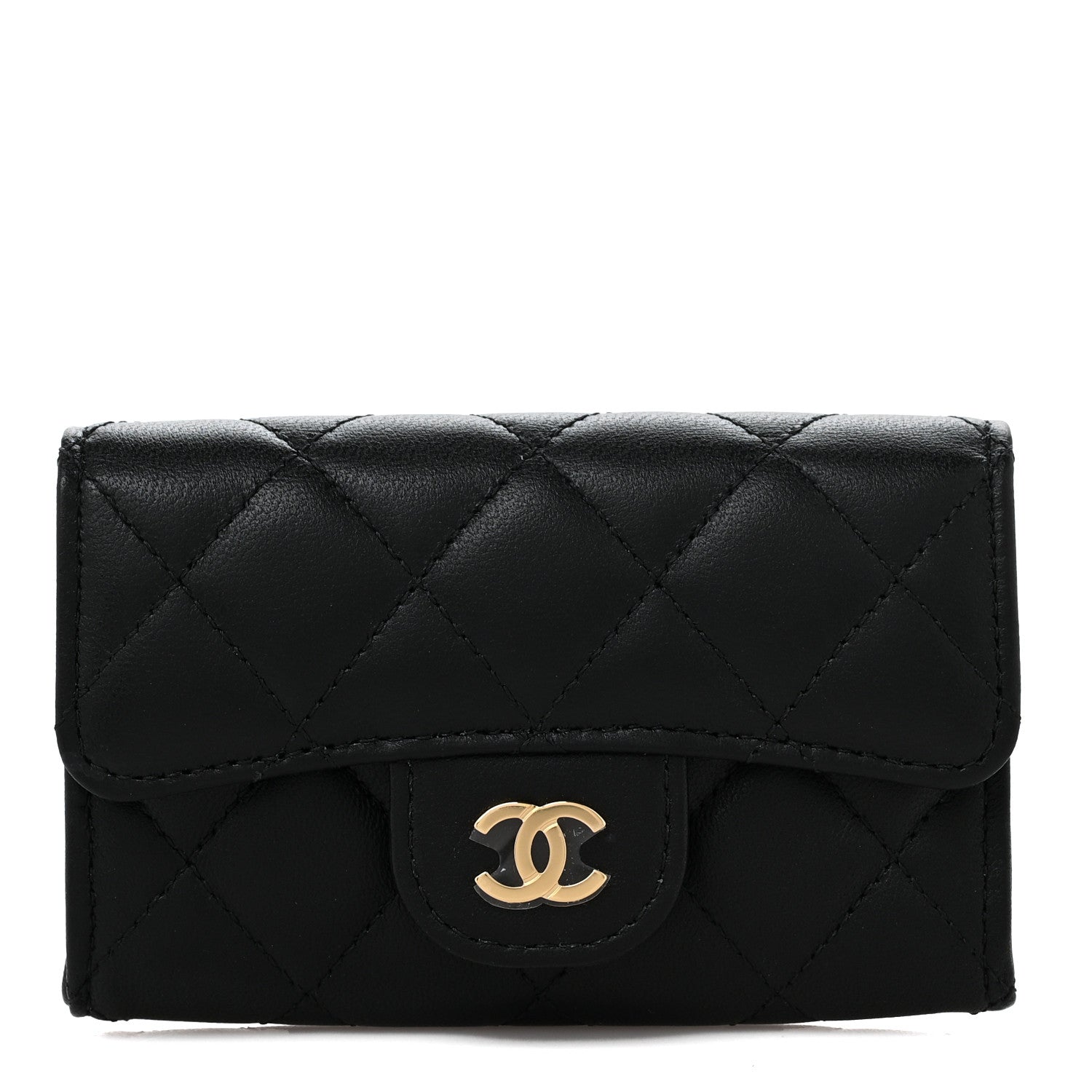 Chanel Lambskin Quilted Flap Card Holder Wallet Black 1 of 11