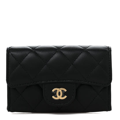 Chanel Lambskin Quilted Flap Card Holder Wallet Black 1 of 11