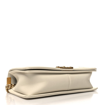 Chanel Caviar Suede Calfskin Chevron New Medium Boy Flap White 4 of 10