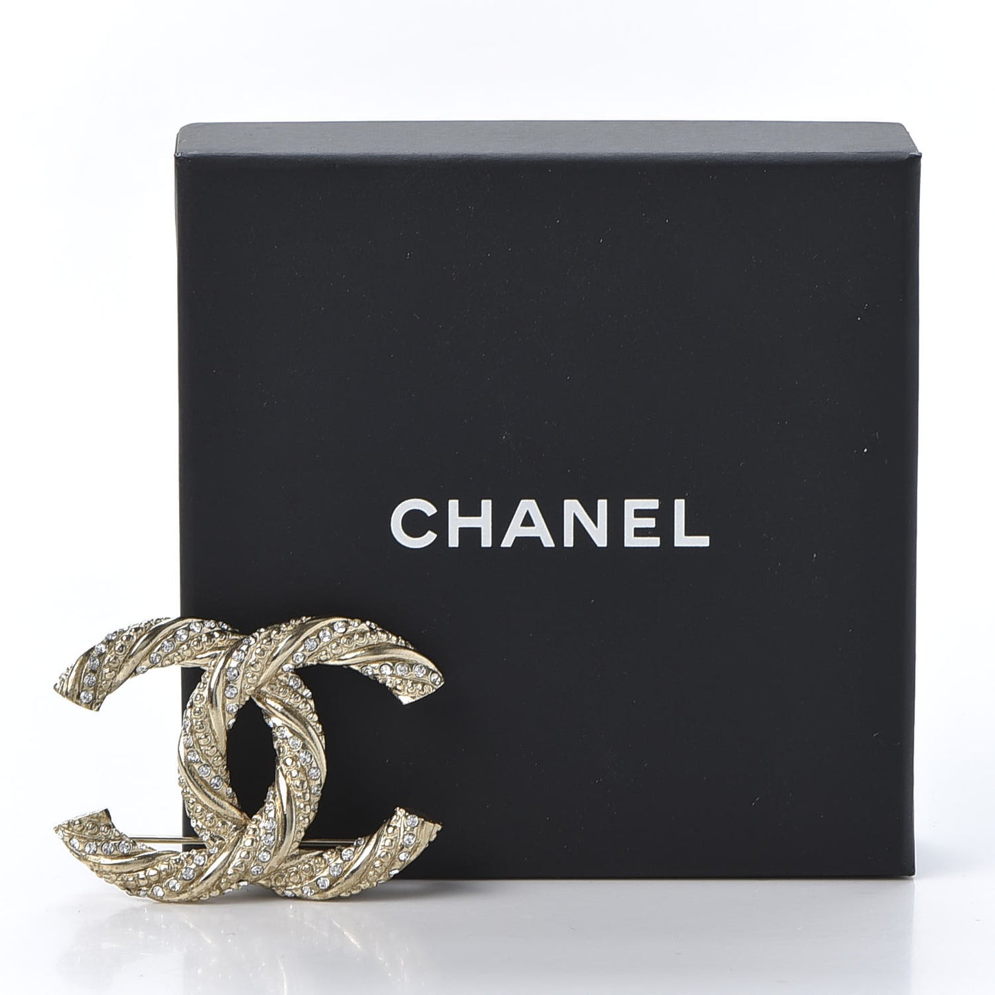 Crystal Twisted CC Brooch Light Gold