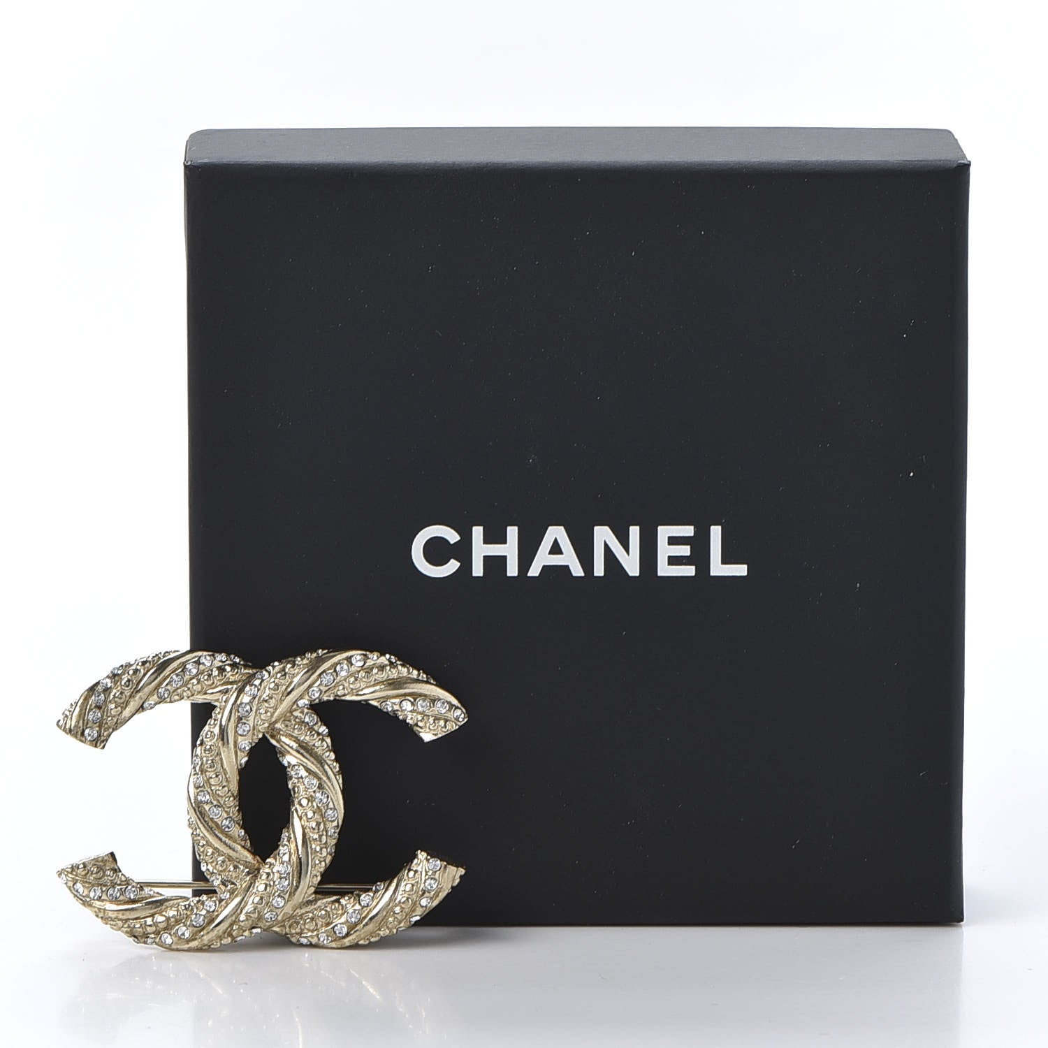 Chanel Crystal Twisted CC Brooch Light Gold 4 of 4