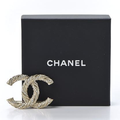 Chanel Crystal Twisted CC Brooch Light Gold 4 of 4