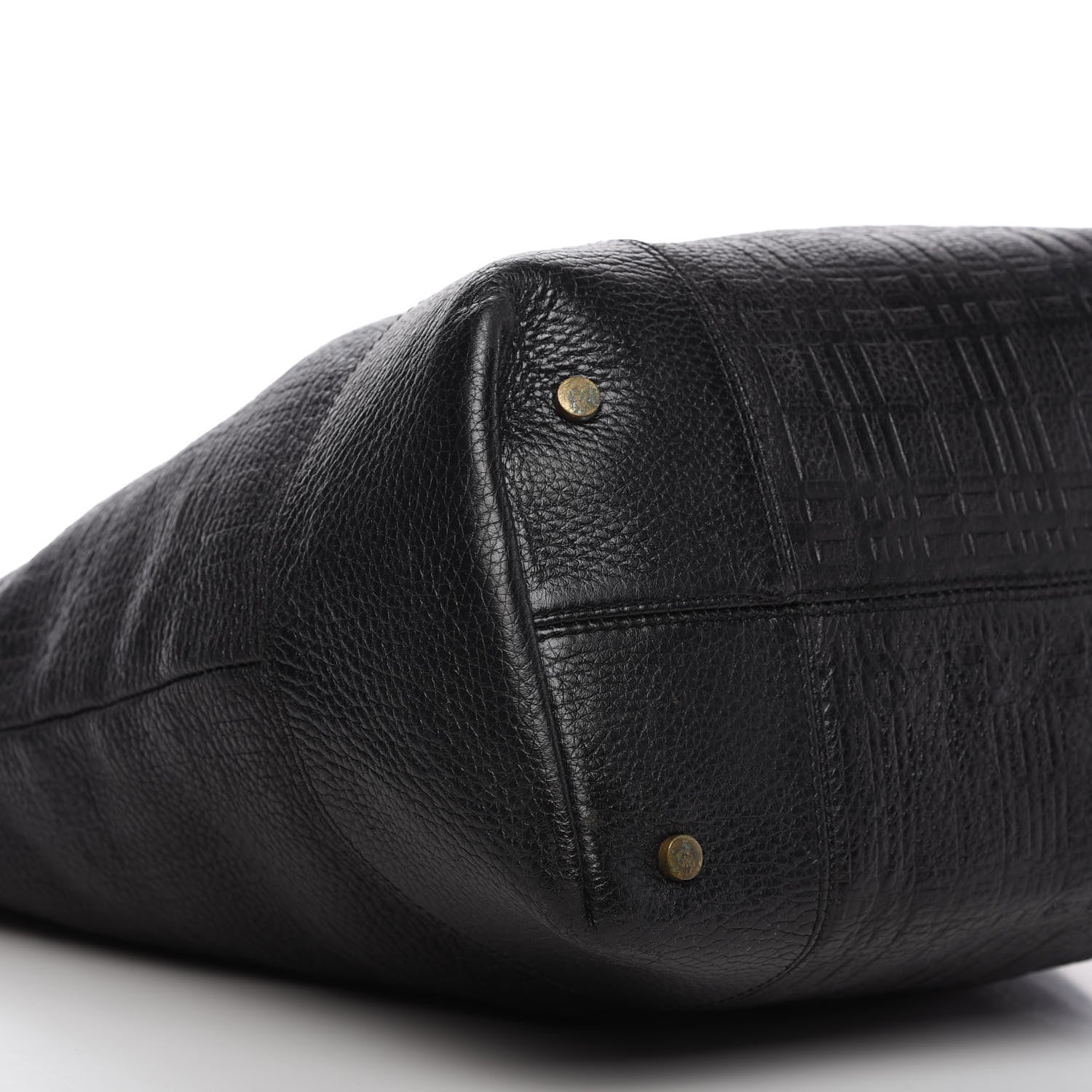 Burberry Signature Grain Calfskin Check Embossed Tote Black 6 of 12
