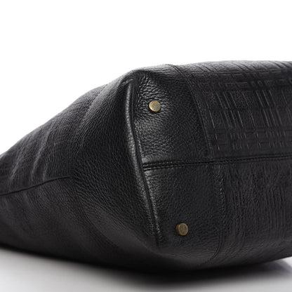 Burberry Signature Grain Calfskin Check Embossed Tote Black 6 of 12