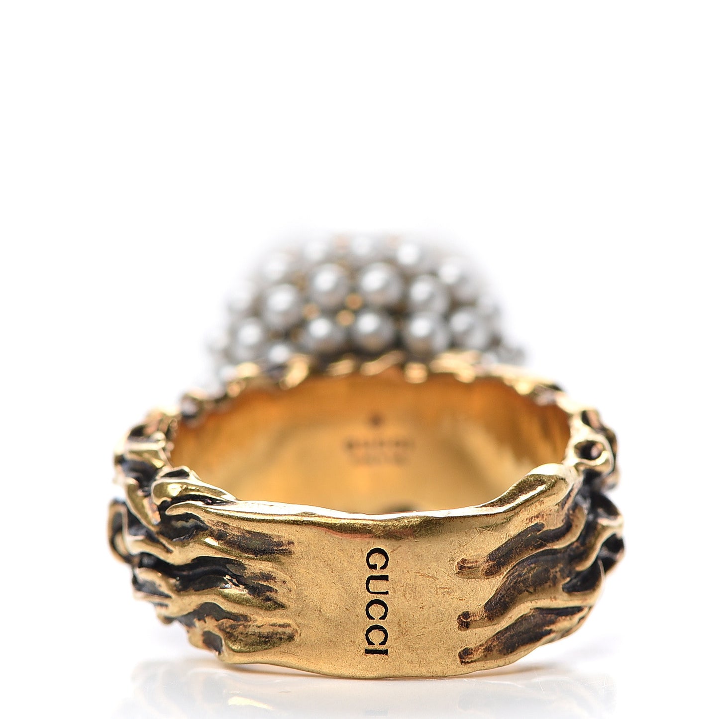 Metal Pearl Ring 7.5 Aged Gold