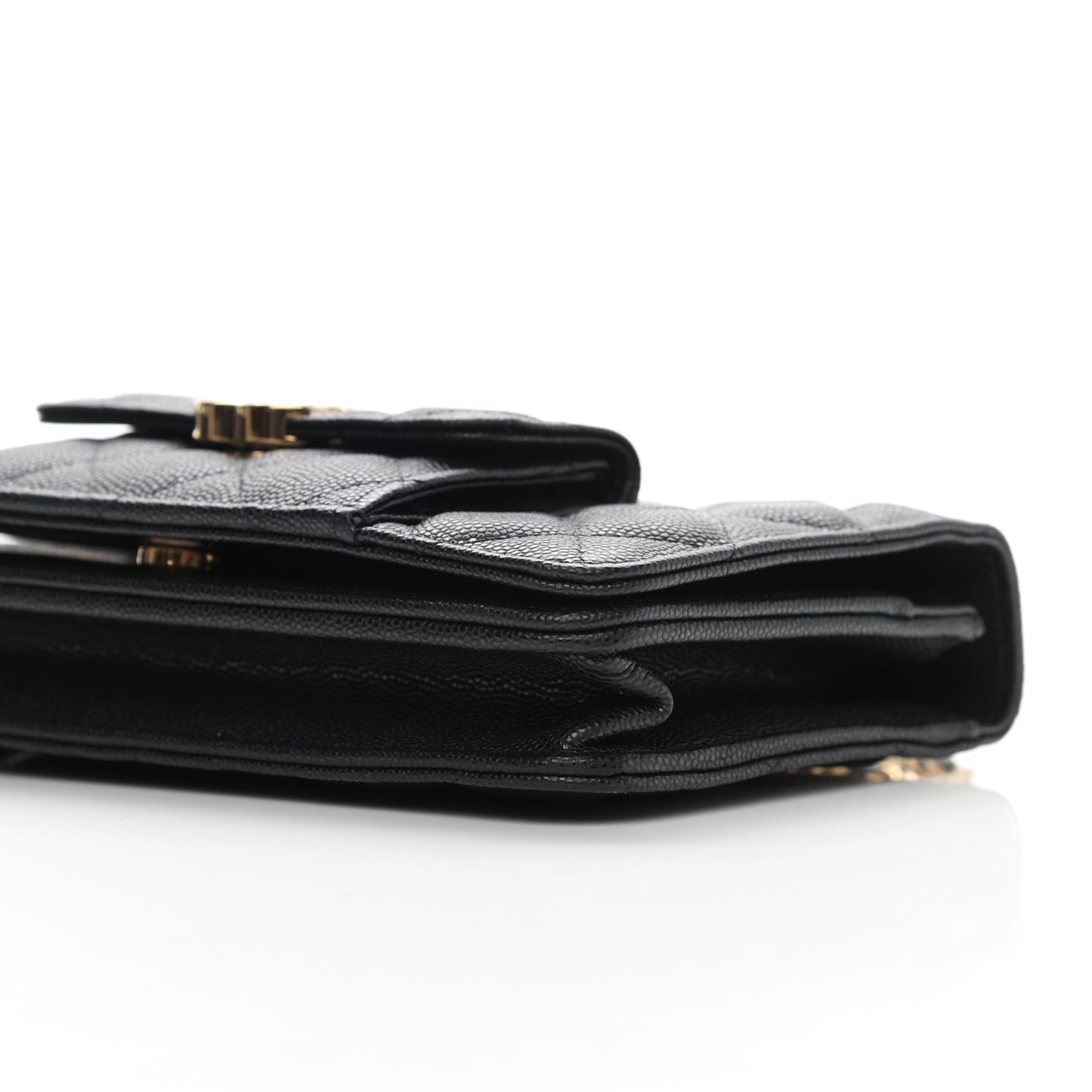 Caviar Quilted Pocket Twins Wallet On Chain WOC Black