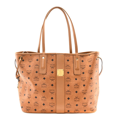 MCM Visetos Medium Liz Reversible Shopper Tote Cognac 1 of 9