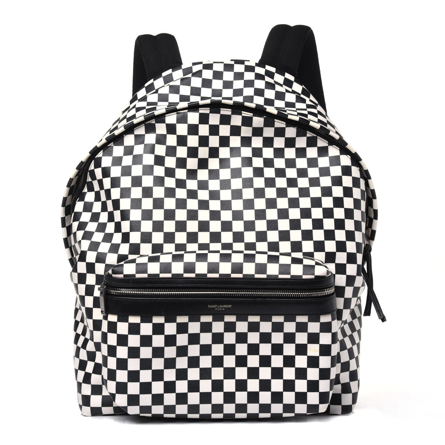 Calfskin Checked Print Hunting Backpack Black White