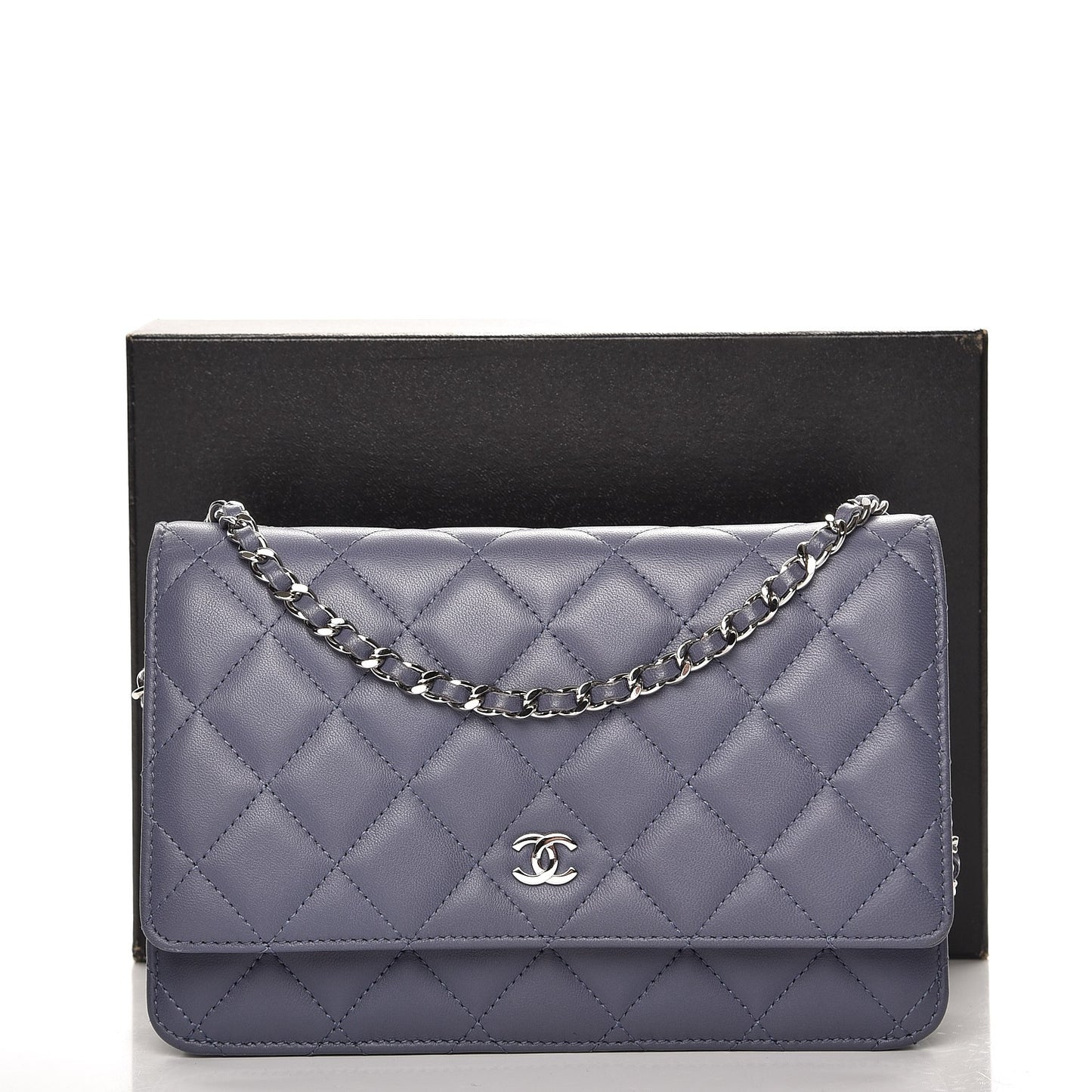 Lambskin Quilted Wallet On Chain WOC Lavender