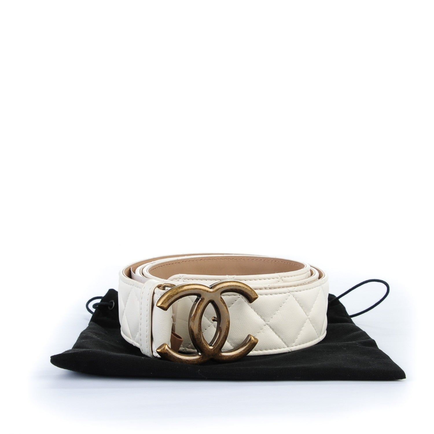 Chanel Lambskin Quilted CC Belt 100 40 Dark White 8 of 8