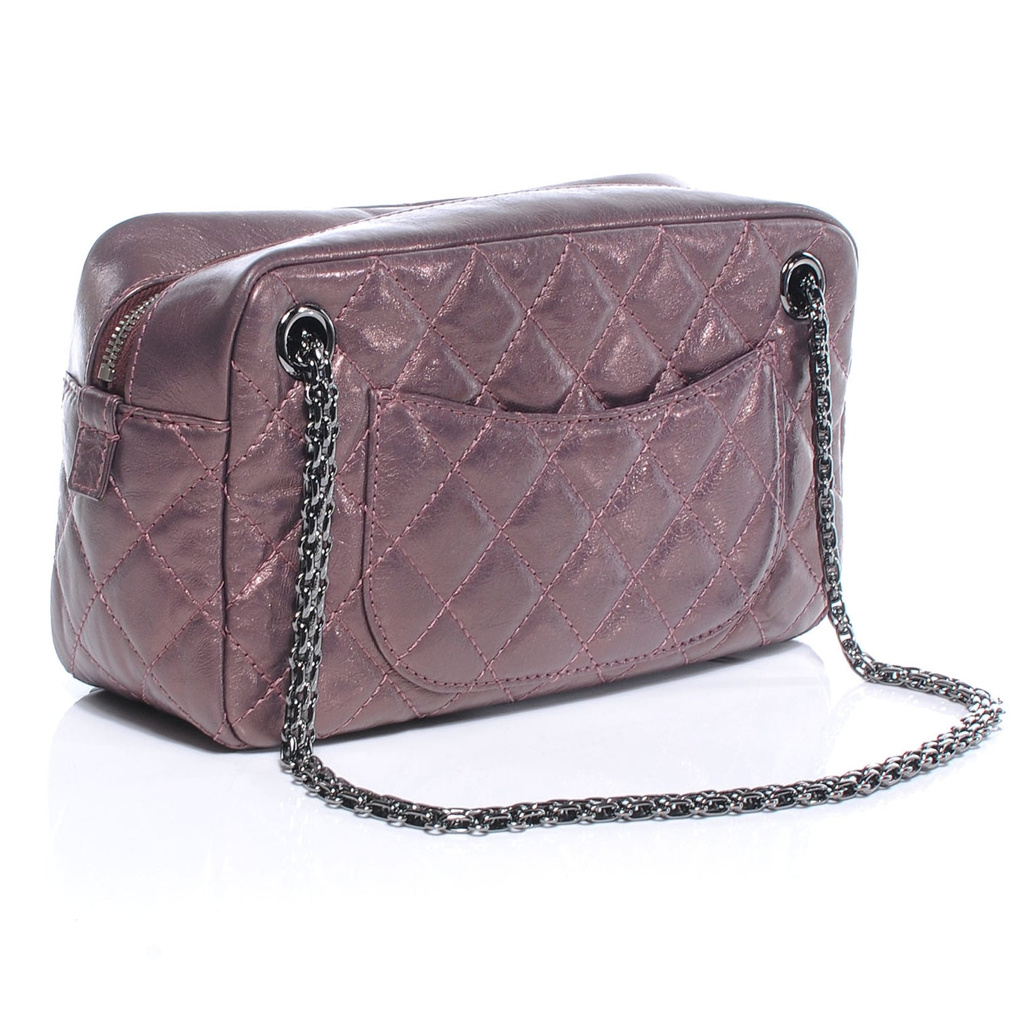 Metallic Aged Calfskin Quilted Medium Reissue Camera Case Pink