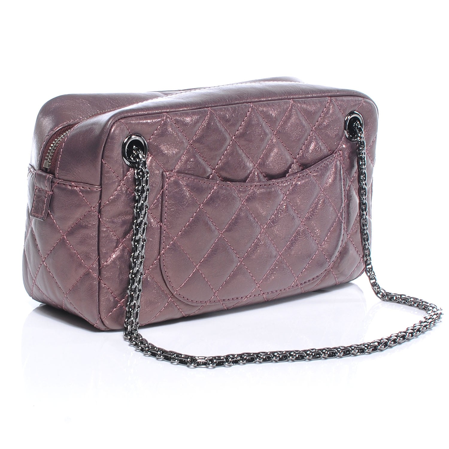 Chanel Metallic Aged Calfskin Quilted Medium Reissue Camera Case Pink 3 of 8