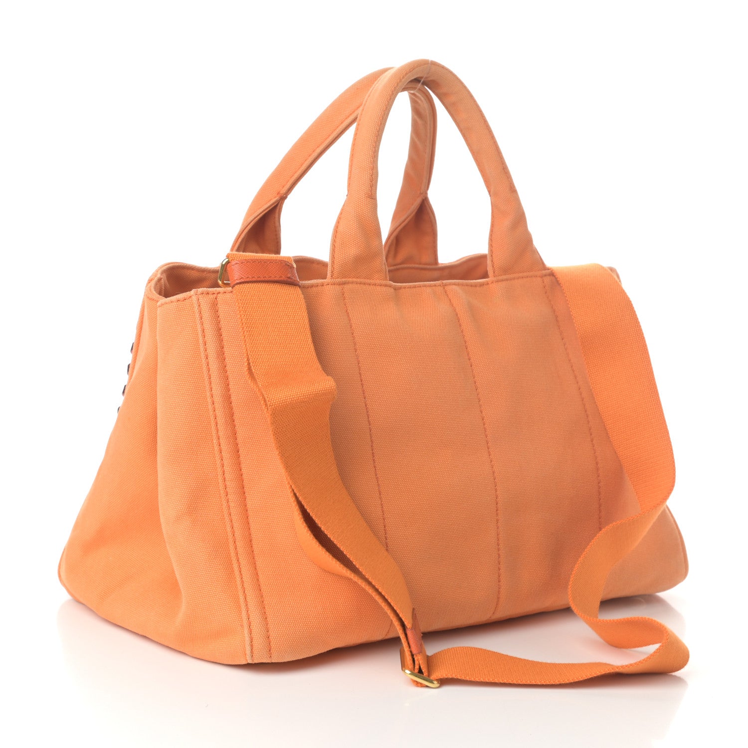 Prada Canapa Crystal Studded Tote Papaya 3 of 9