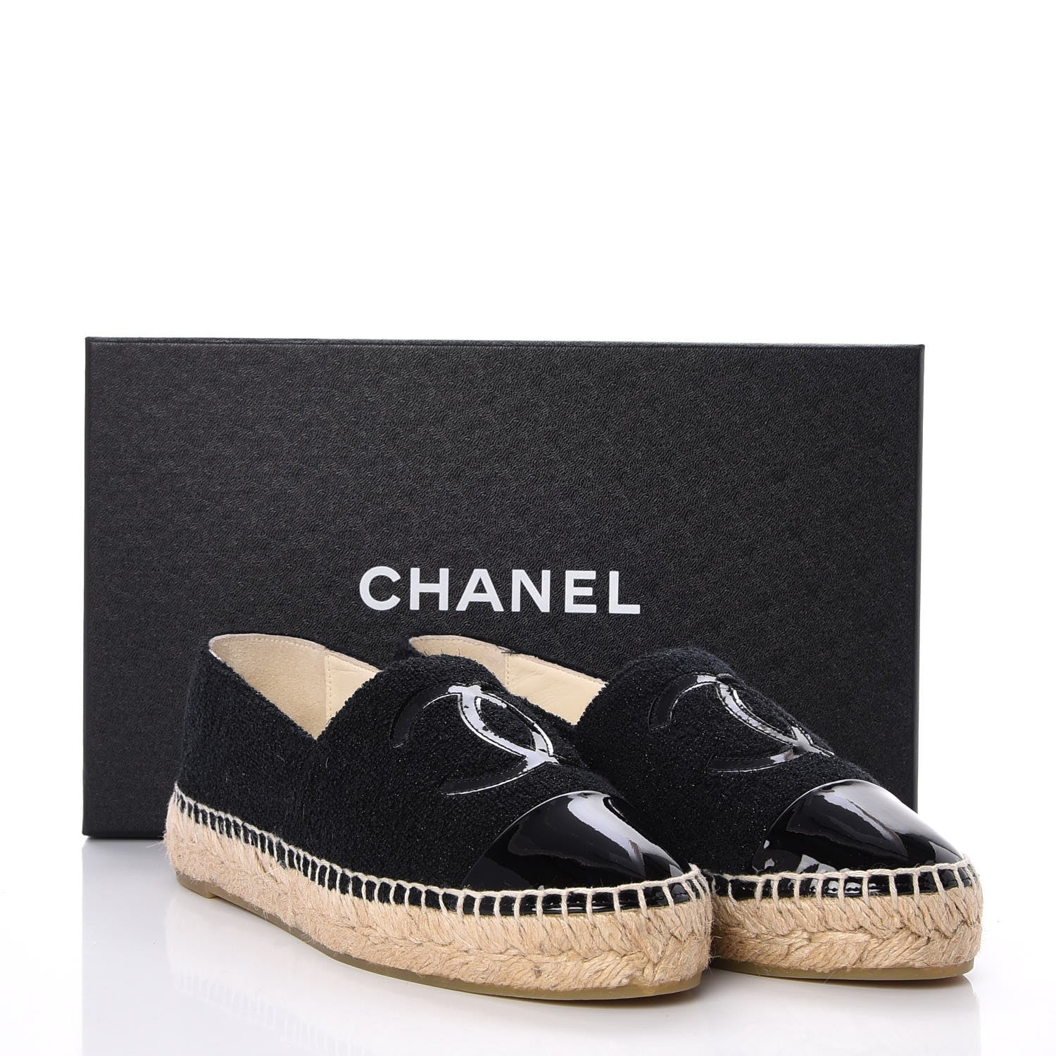 Chanel Fabric Patent Calfskin CC Espadrilles 36 Black 11 of 11
