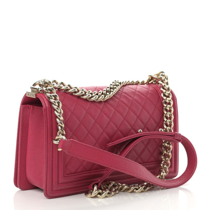 Chanel Caviar Quilted Medium Boy Flap Fuchsia 3 of 10