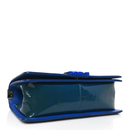 Chanel Patent Calfskin Quilted Medium Plexiglass Boy Flap Blue 4 of 9