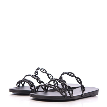 Hermes Rubber Chaine d'Ancre Rivage Sandals 40 Black 3 of 9