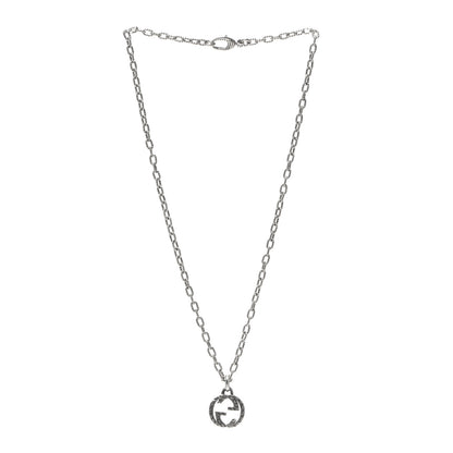 Gucci Sterling Silver Small Textured Interlocking G Pendant Necklace 3 of 5