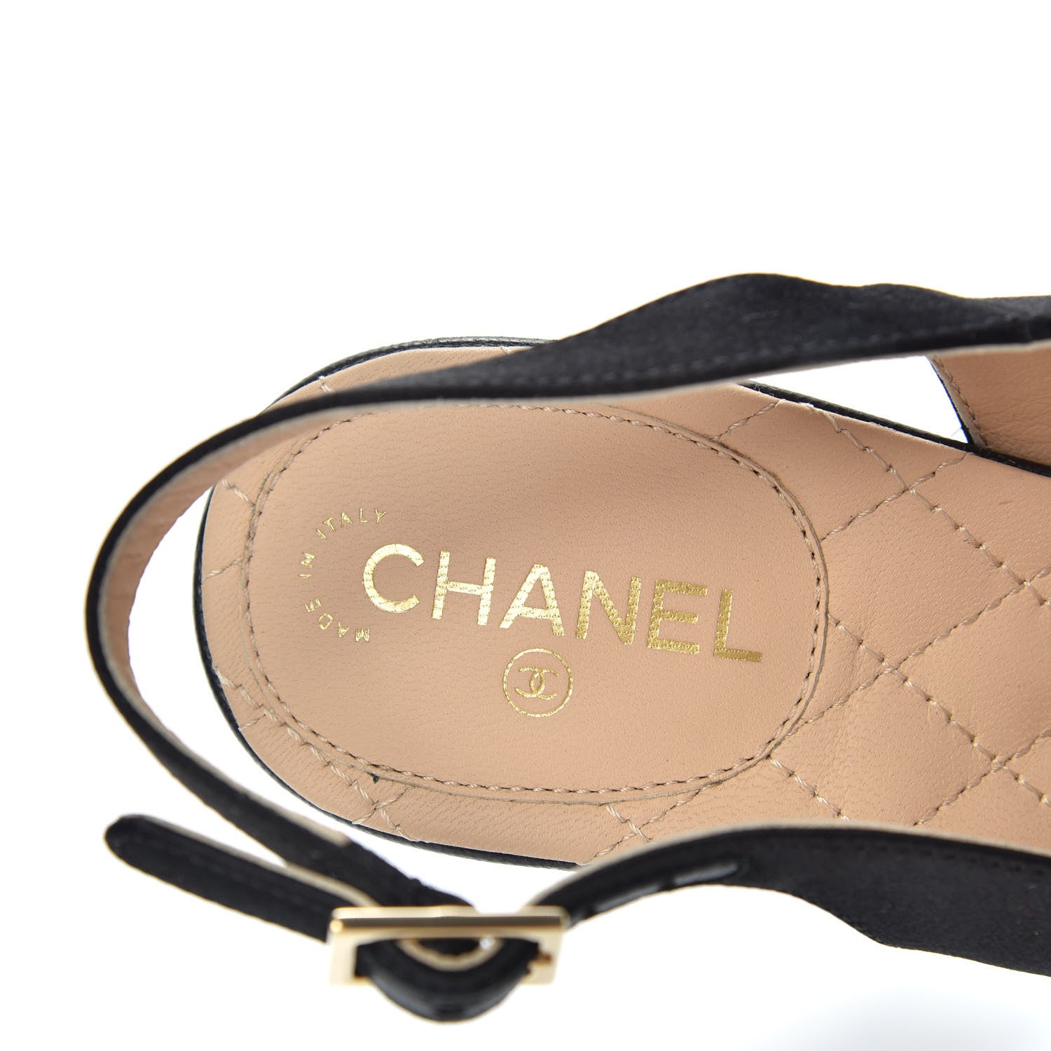 Chanel Satin Lucite Peep Toe Slingback Pumps 37 Black 8 of 11