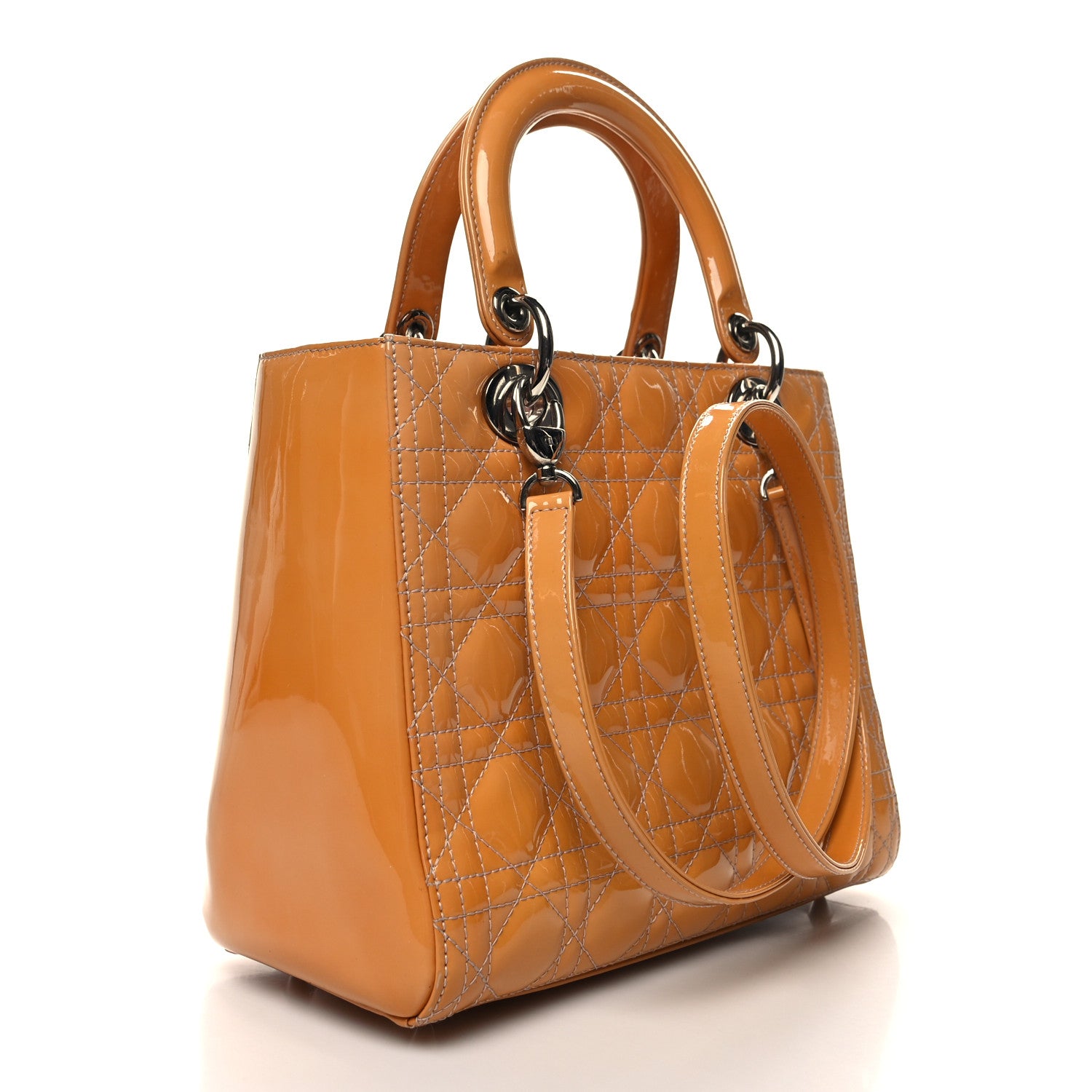 Christian Dior Patent Cannage Medium Lady Dior Beige 3 of 12