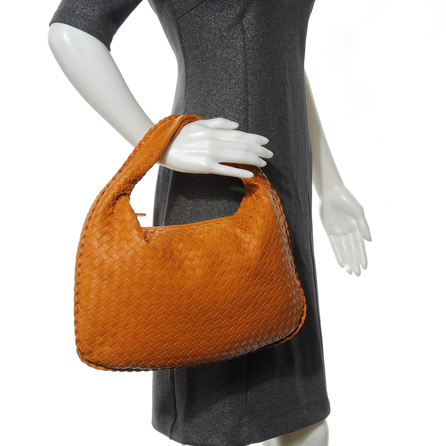 Nappa Intrecciato Medium Veneta Hobo Ochre