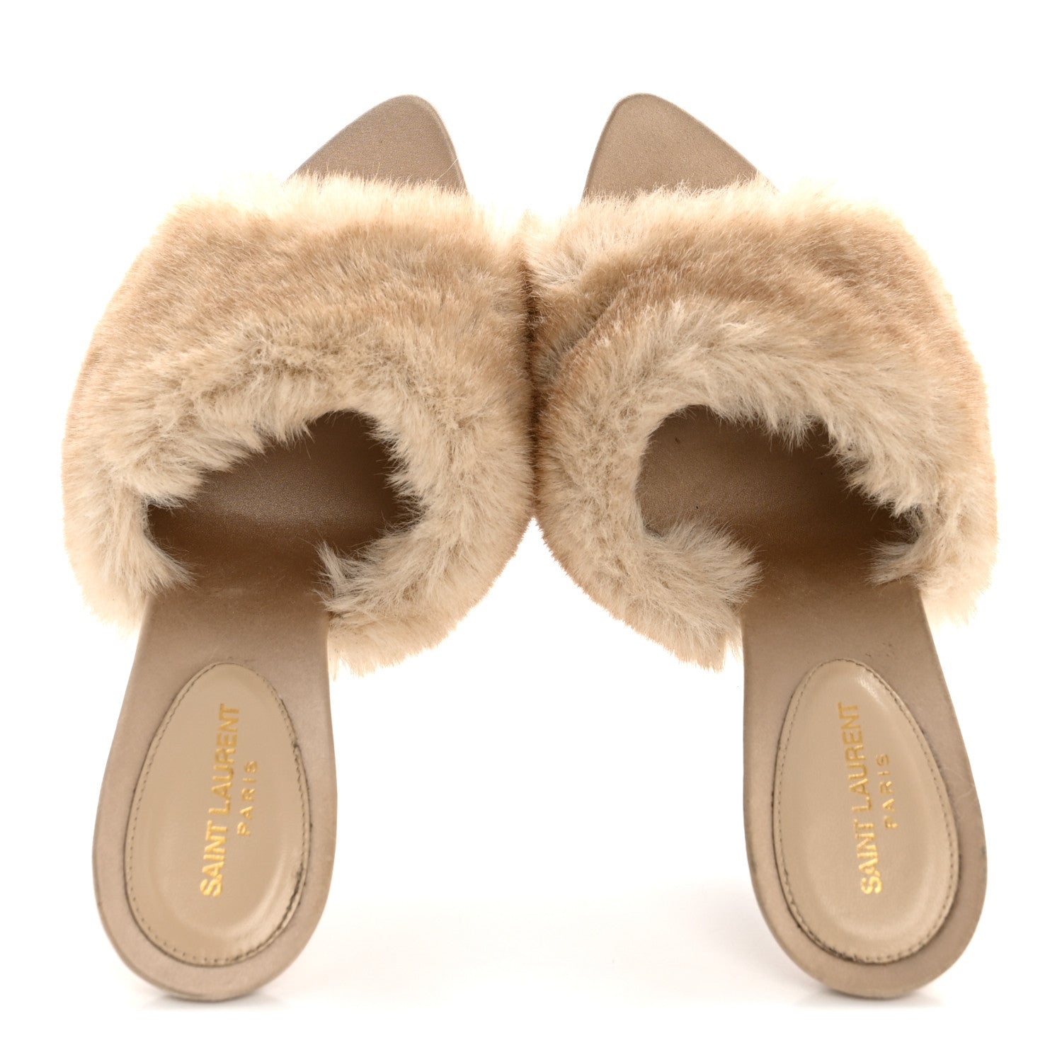 Saint Laurent Faux Fur La 16 Mule Sandals 36 Light Beige 2 of 9