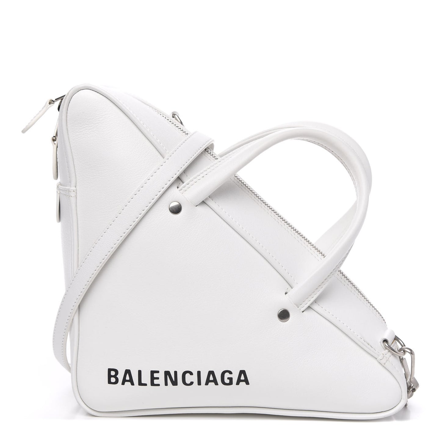Calfskin S Triangle Duffle White