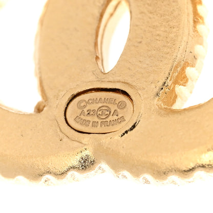 Chanel Metal Enamel CC Earrings Gold White 4 of 5