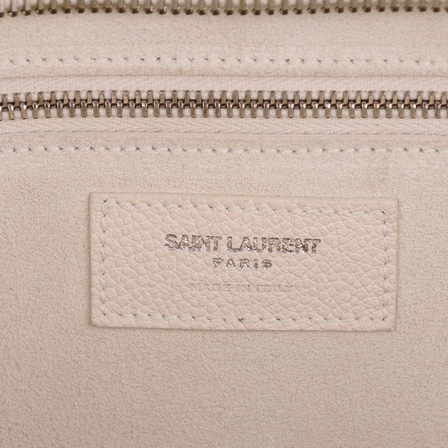 Grained Calfskin Medium Cabas Rive Gauche Dove White