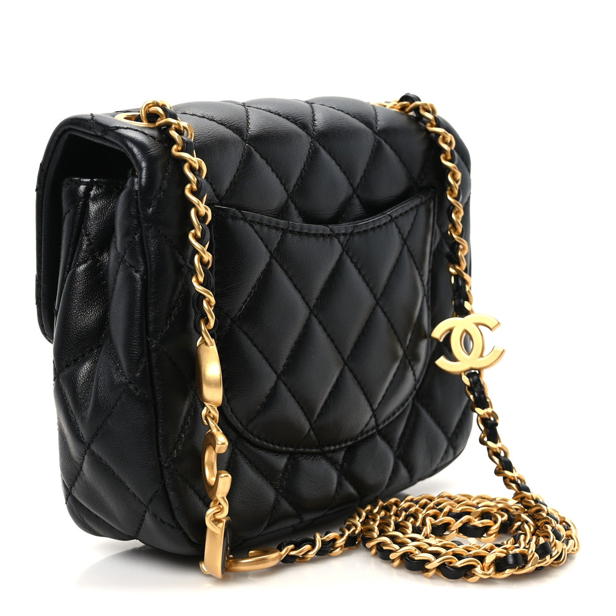 Chanel Lambskin Enamel Quilted Mini Coco Hearts Square Flap Black 2 of 10
