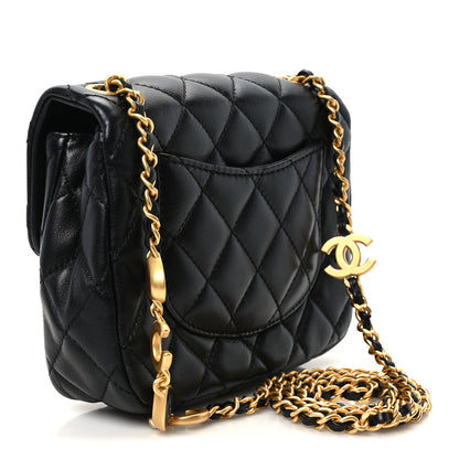 Chanel Lambskin Enamel Quilted Mini Coco Hearts Square Flap Black 2 of 10