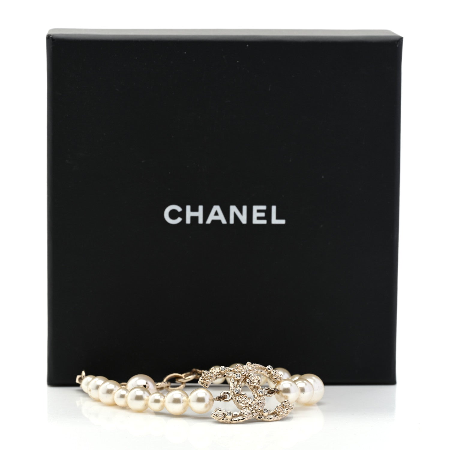 Chanel Pearl Crystal CC Camellia Bracelet Gold 5 of 5