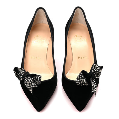 Christian Louboutin Velvet Madame Menule Bow 55 Pumps 35 Black 2 of 8