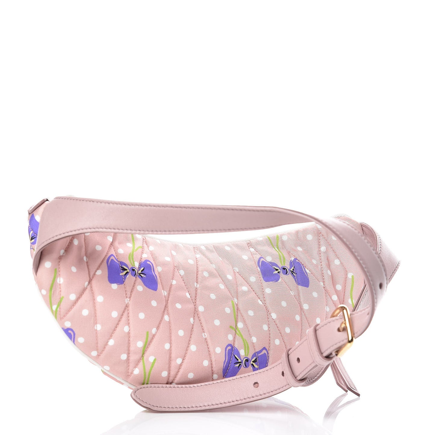 Faille Matelasse Flower Print Belt Bag Cipria Viola