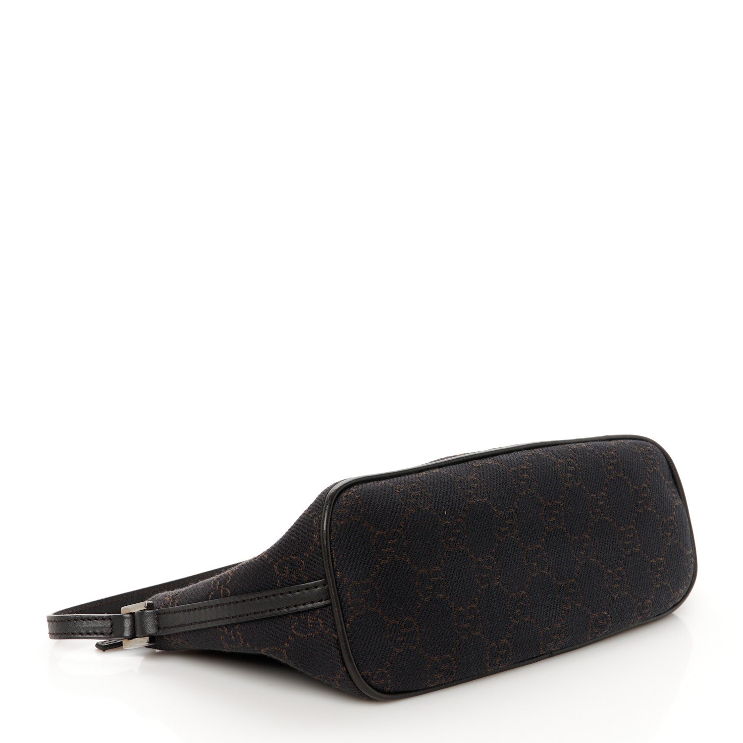 Gucci Denim Monogram Boat Pochette Dark Brown 4 of 10