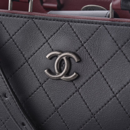Chanel Bullskin Stitched Bi-Color Large Shopping Tote Black 9 of 9