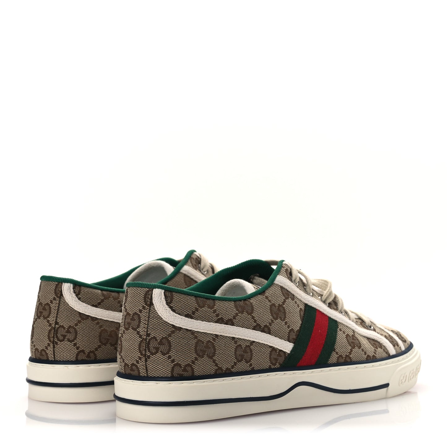 GG Monogram Web Mens 1977 Tennis Sneakers 8.5 Beige Ebony Mystic White Vert