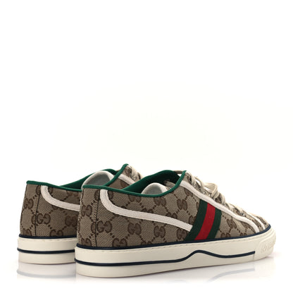 Gucci GG Monogram Web Mens 1977 Tennis Sneakers 8.5 Beige Ebony Mystic White Vert 5 of 10