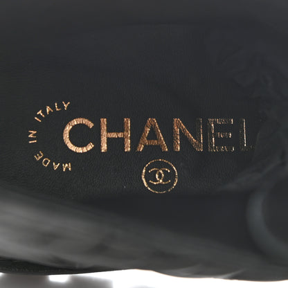 Chanel Shiny Lambskin Quilted Lace Up Combat Boots 38 Black 8 of 9
