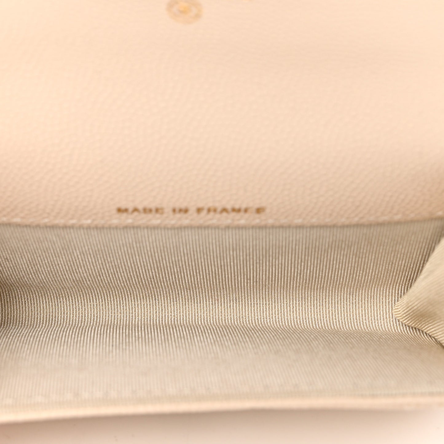 Caviar Quilted Flap Card Holder Wallet Light Beige