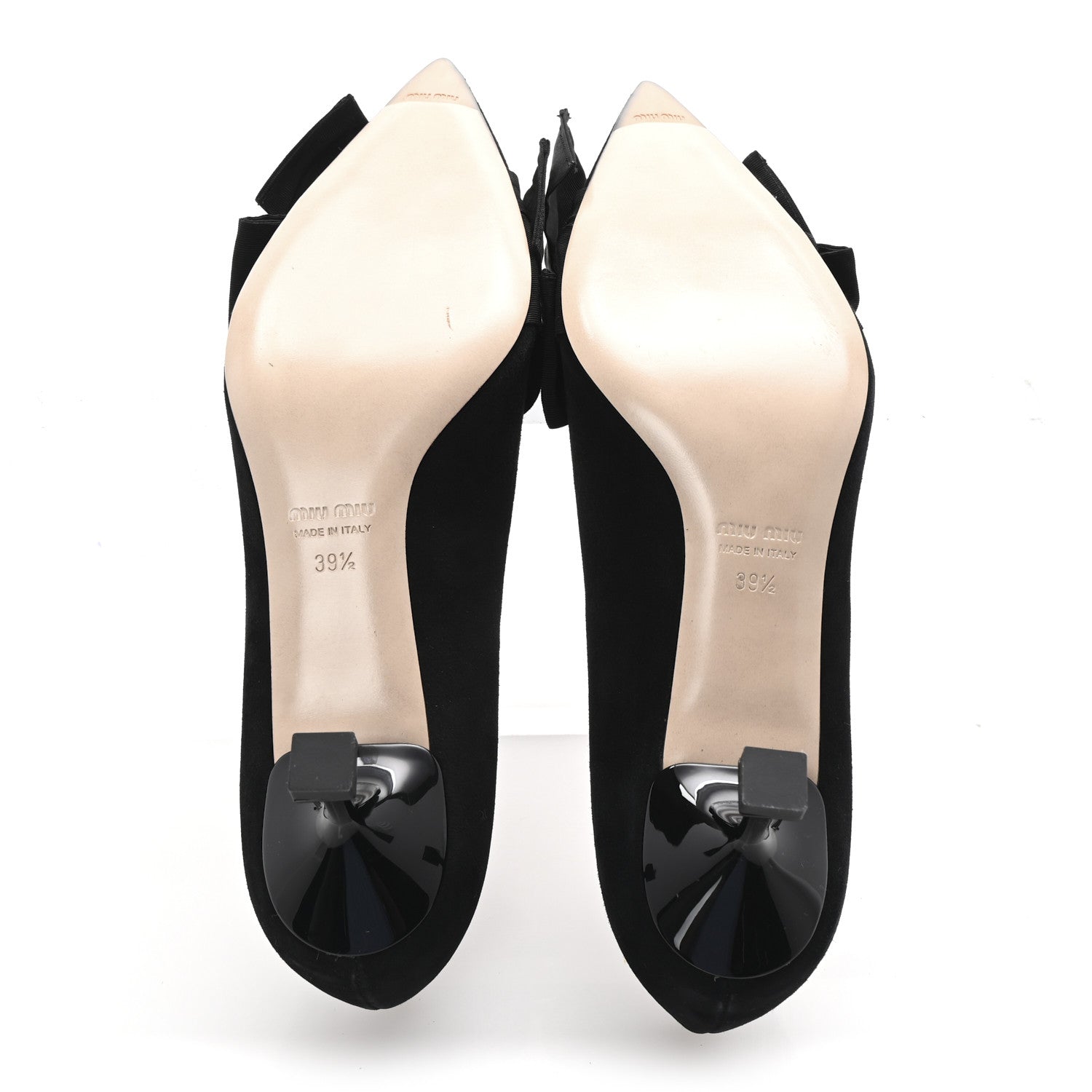 Miu Miu Suede Grossgrain Bow Kitten Heel Pump 39.5 Black 6 of 8
